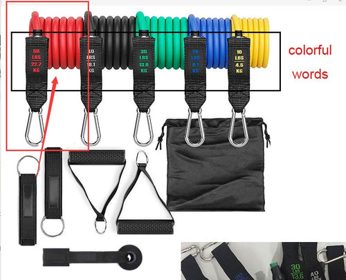 Fitness Rally Elastic Rope Resistance Band Set – 11pcs (100–150 lbs)