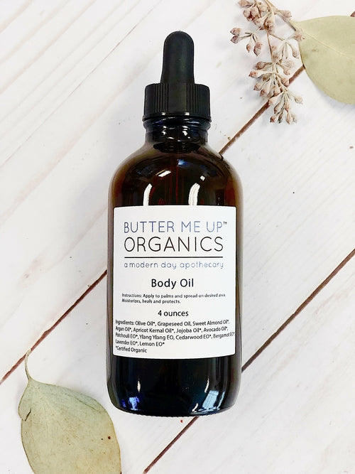 Organic Body Oil – Moisturizer for Dry Skin, Natural & Cruelty-Free, with Avocado, Argan & Jojoba Oils