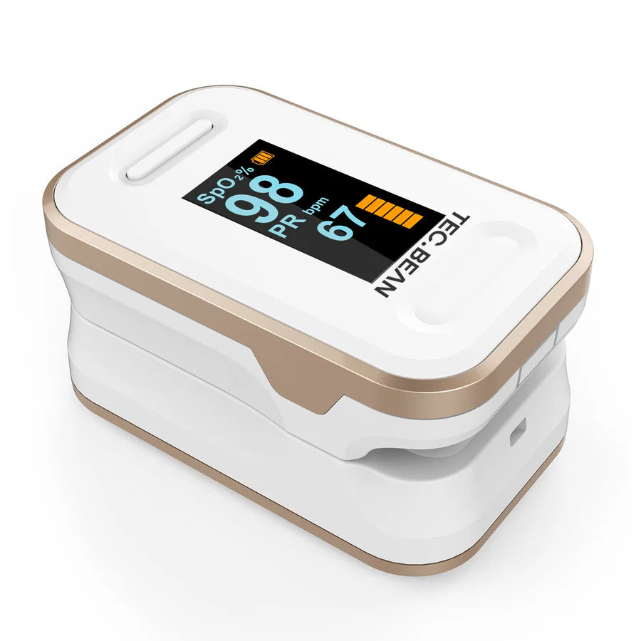 Tec.bean Fingertip Pulse Oximeter – Blood Oxygen & Heart Rate Monitor, FDA Approved, Portable OLED Display