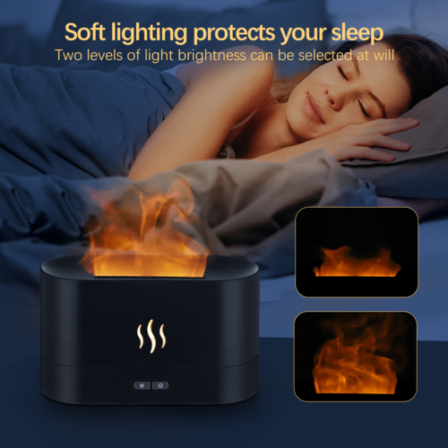 Flame Aroma Diffuser & Air Humidifier – LED Flame Lamp for Home Spa