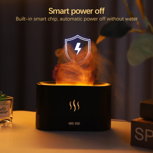Flame Aroma Diffuser & Air Humidifier – LED Flame Lamp for Home Spa